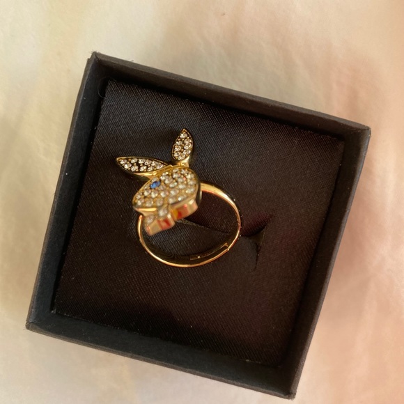 Playboy Bunny Y2K Gold Ring - Picture 3 of 4